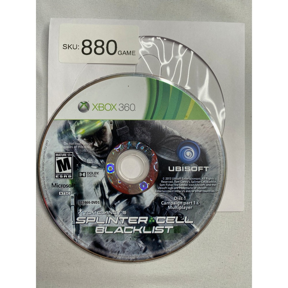 Tom Clancy's Splinter Cell Blacklist Xbox 360 Disc 1 Campaign & Multiplayer